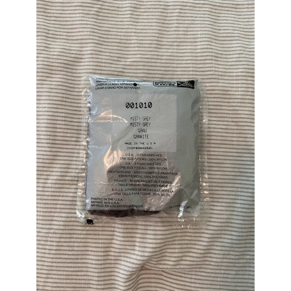 Silkies Knee-Hi's One Size Fits All Misty Grey 3 Pairs 001010 New Sealed Package
